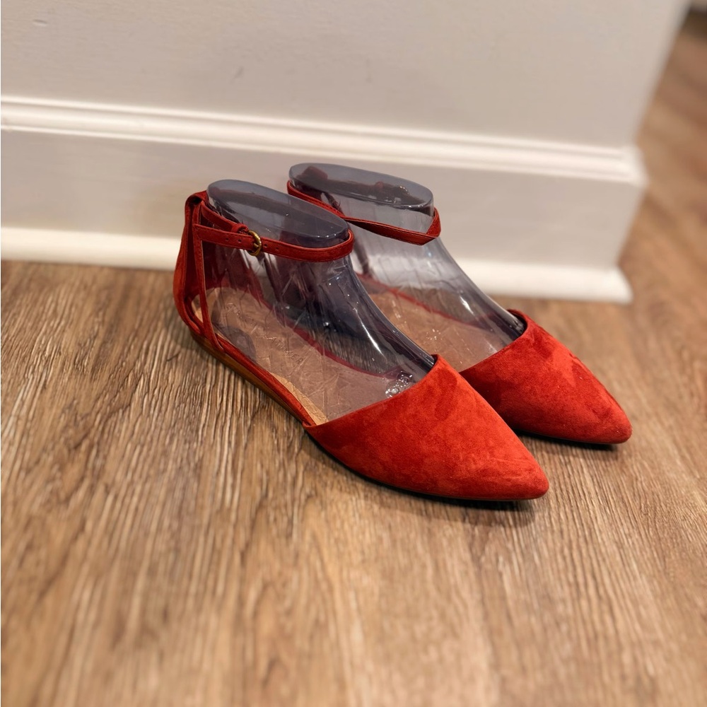 Gibson Latimer Burnt Orange/Red Ankle Strap Flats